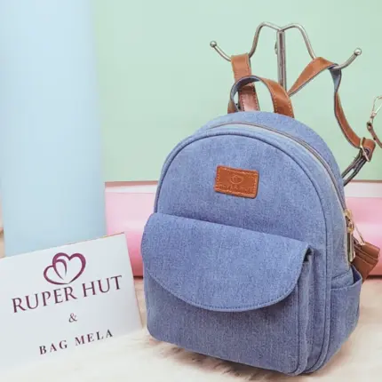 RH-11 Stylish Denim Backpack - Sky Blue