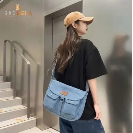 Rh-04  Denim Ladies Side bag - Sky Blue