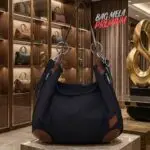 Rh-01 Black Cotton Canvas Ladies Hand Bag - Image 3