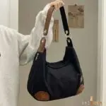 Rh-01 Black Cotton Canvas Ladies Hand Bag - Image 4