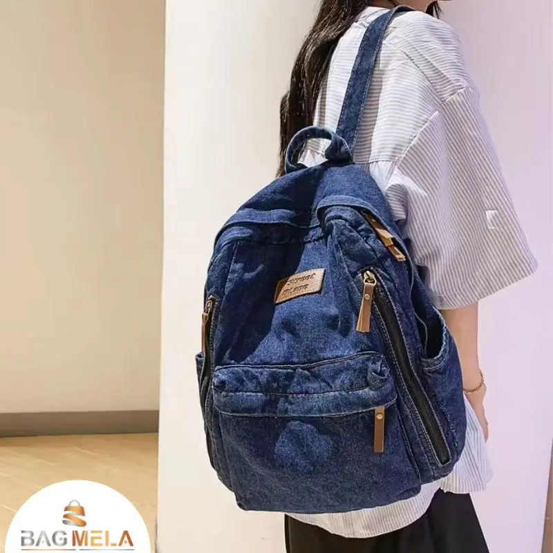 RH-129 Large Capacity Denim Backpack - Image 3