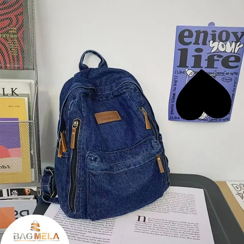 RH-129 Large Capacity Denim Backpack - Image 4