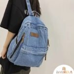 RH-129  Sky Blue Large Capacity Denim Backpack - Image 2