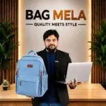 RH-129  Sky Blue Large Capacity Denim Backpack - Image 2